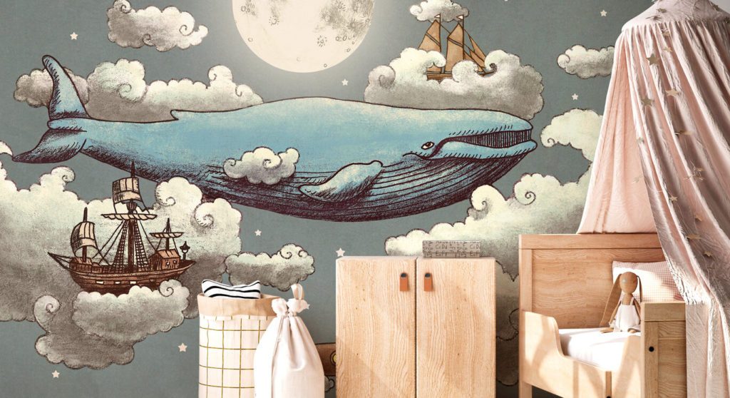 Papier peint baleine chambre enfant