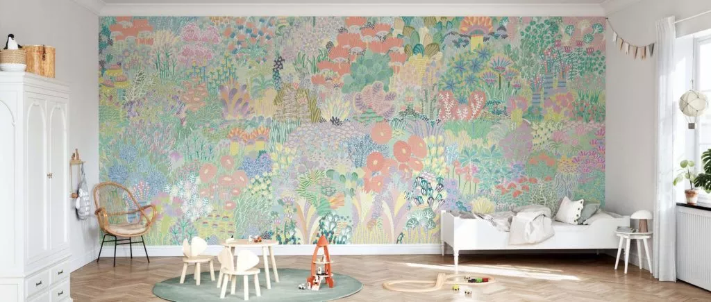 Papier peint fleur chambre enfant